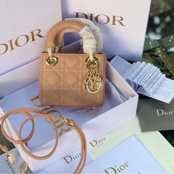 Dior Tan and Gold Crossbody Bag with Signature Monogram - Picture 1 of 1